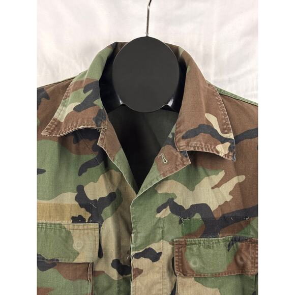 VTG Military Coat Mens LARGE Long Woodland Camo Combat 90s Army - Picture 3 of 12